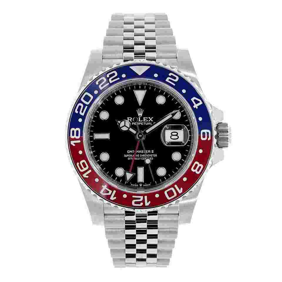 Rolex GMT-Master II 126710BLRO "Pepsi" Stainless Steel Black Index Dial Jubilee Bracelet 40 mm
