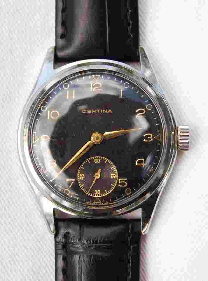 Certina réf. 81101 CERTINA Vintage cadran noir Calibre 321 – 1953/1955 – 33 mm
