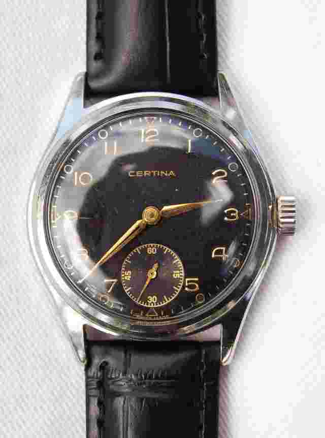 Certina réf. 81101 CERTINA Vintage cadran noir Calibre 321 – 1953/1955 – 33 mm