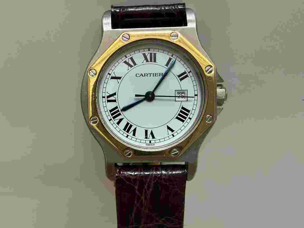 Cartier Santos Octagon 2966 automatic DateJust und Original Cartier Verschluß 