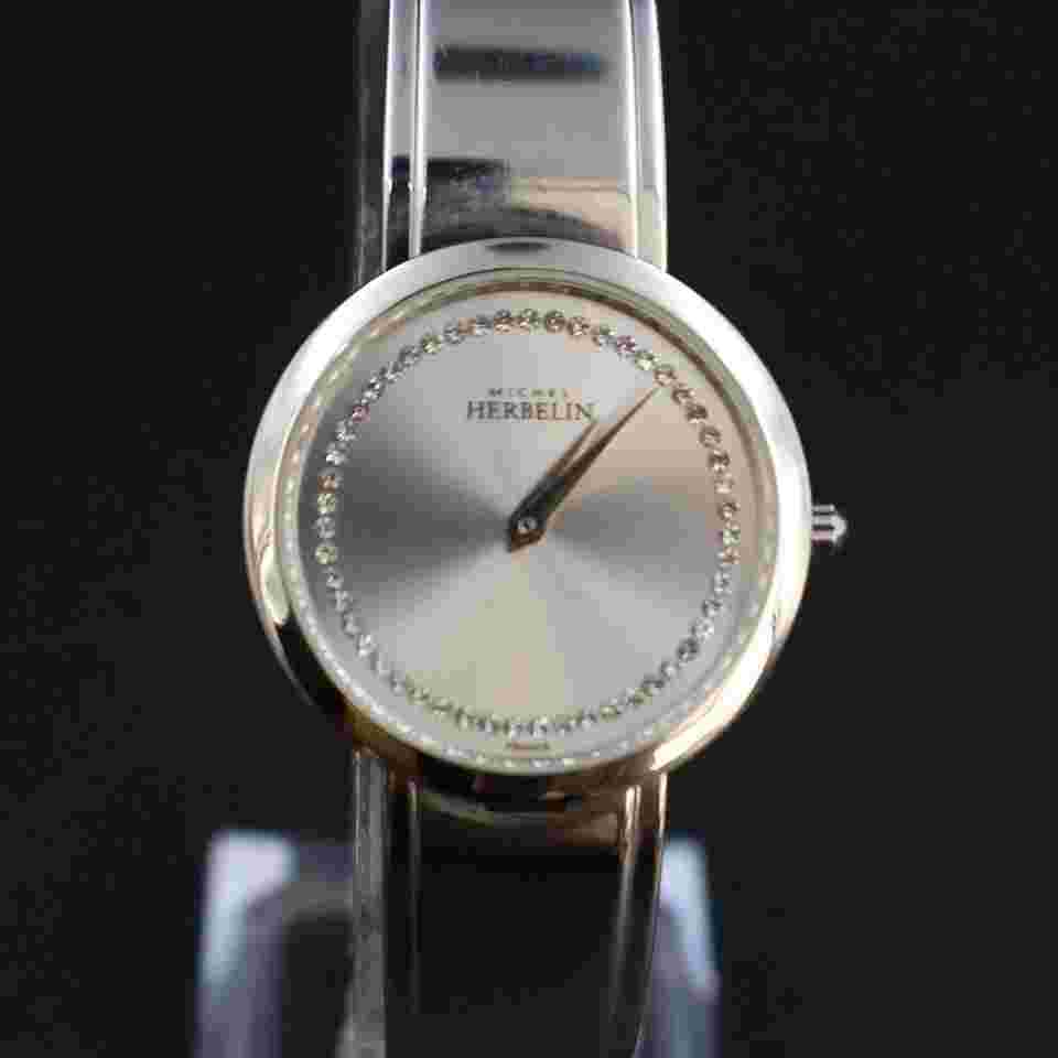 Michel Herbelin Ladies Quartz Bracelet Stainless Steel Case | Crystal-Set Inner Chapter Ring