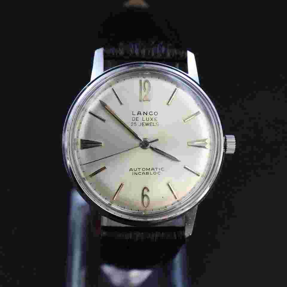 Lanco De Luxe Automatic Incabloc Silver Sunburst Dial | Stainless Steel Case