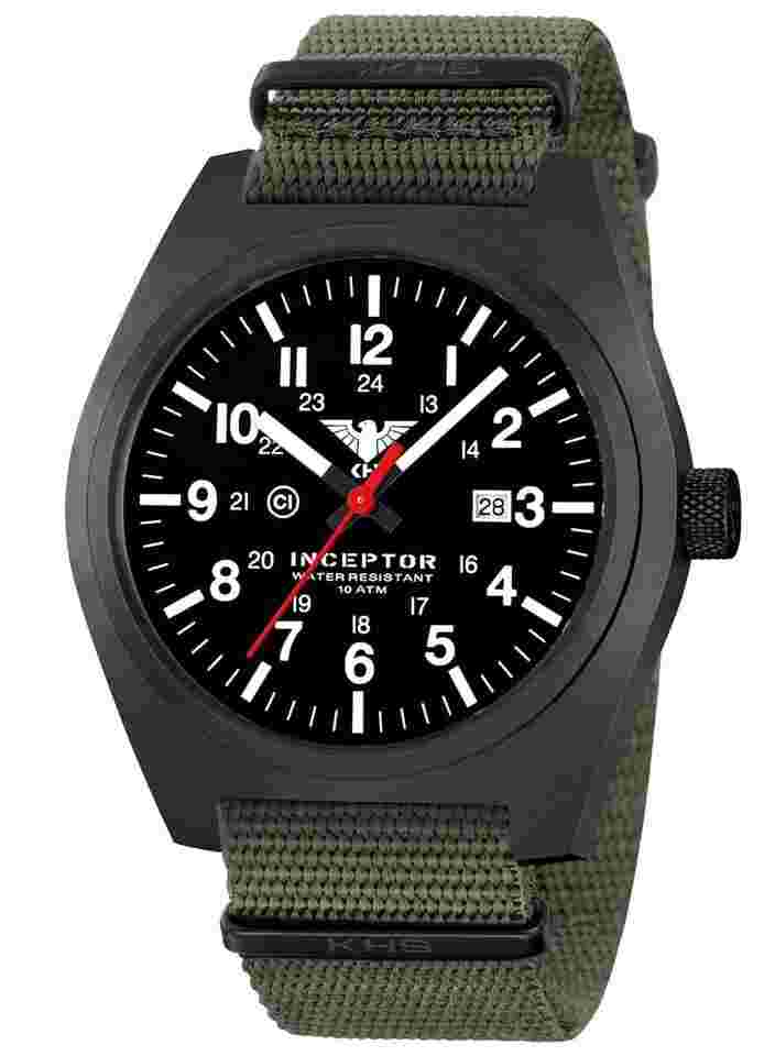 KHS INCBS.NSGO Herrenuhr Inceptor Black Steel Steingrau-Oliv