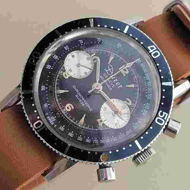Dürer GENEVE CHRONOGRAPHE chronographe acier rare des années 50-60' état exceptionnel 