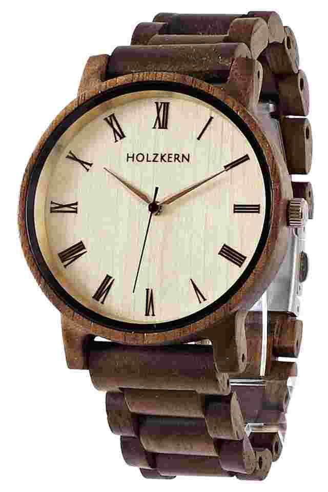 Holzkern Armbanduhr Quarz Herbstdämmerung Walnuss/Ahorn