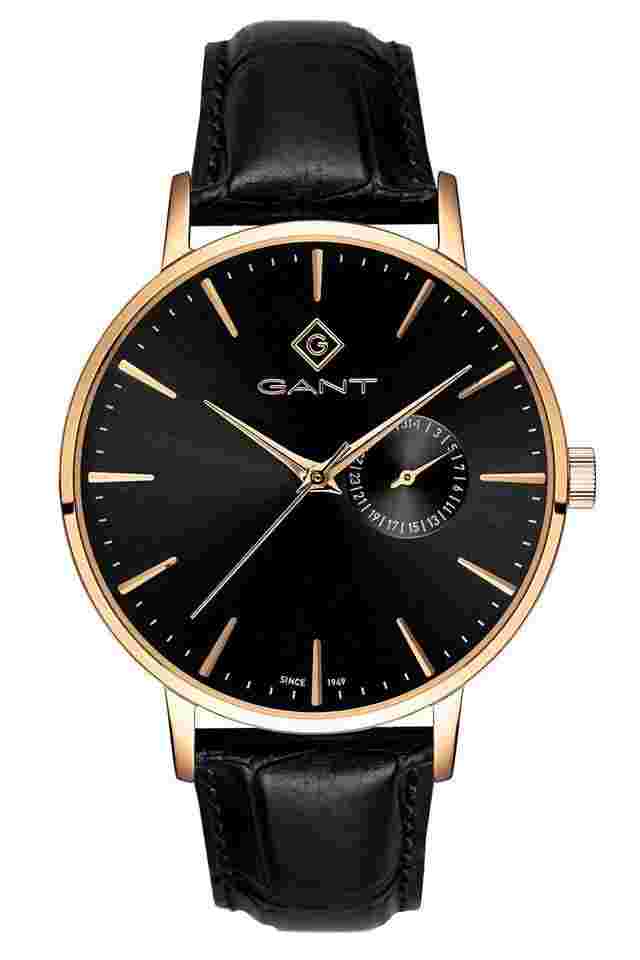 Gant G105023 Herrenuhr Quarz Park Hill III Leder Schwarz