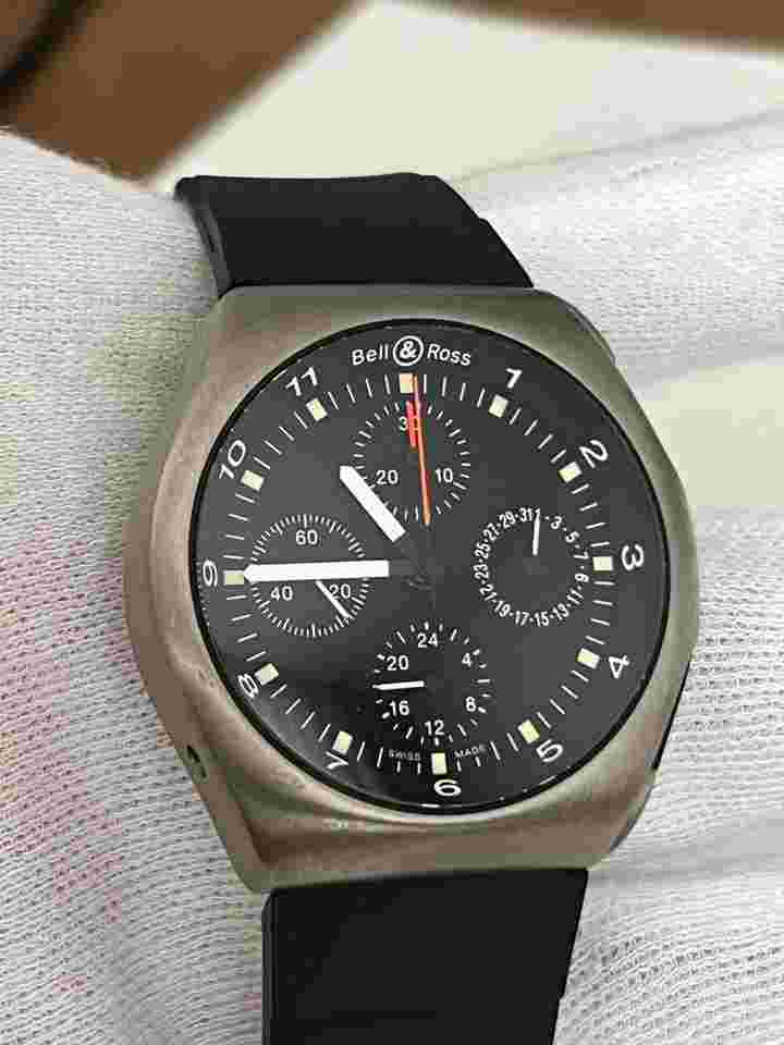 Bell & Ross Space 3 GMT Chronograph NEW STRAP Rare Valjoux 7750 Chrono by Sinn Titanium Serviced