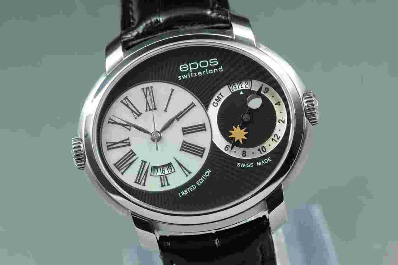 Epos Oeuvre d'art 3400 GMT Black Dial Date Limited Edition Automatic Swiss Made Men's Watch