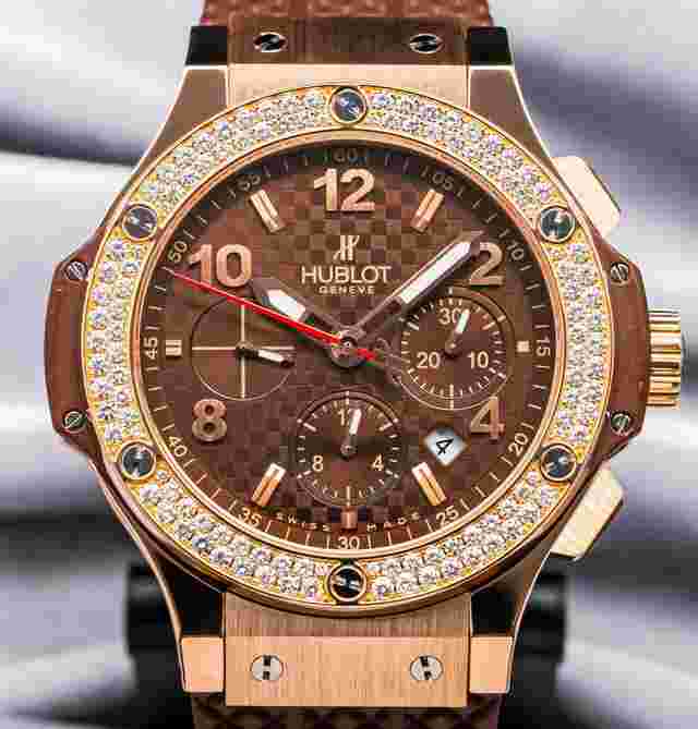 Hublot Big Bang 44 mm Rose Gold $44K MSRP Cappuccino Brown Carbon Fiber Diamonds Special Edition