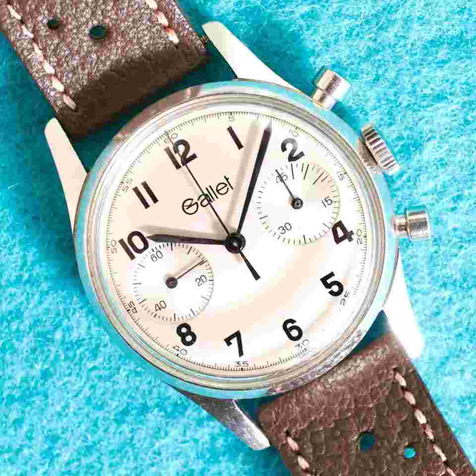 Gallet MultiChron 45 Vintage 35MM Manual Winding Chronograph 1 Year Warranty