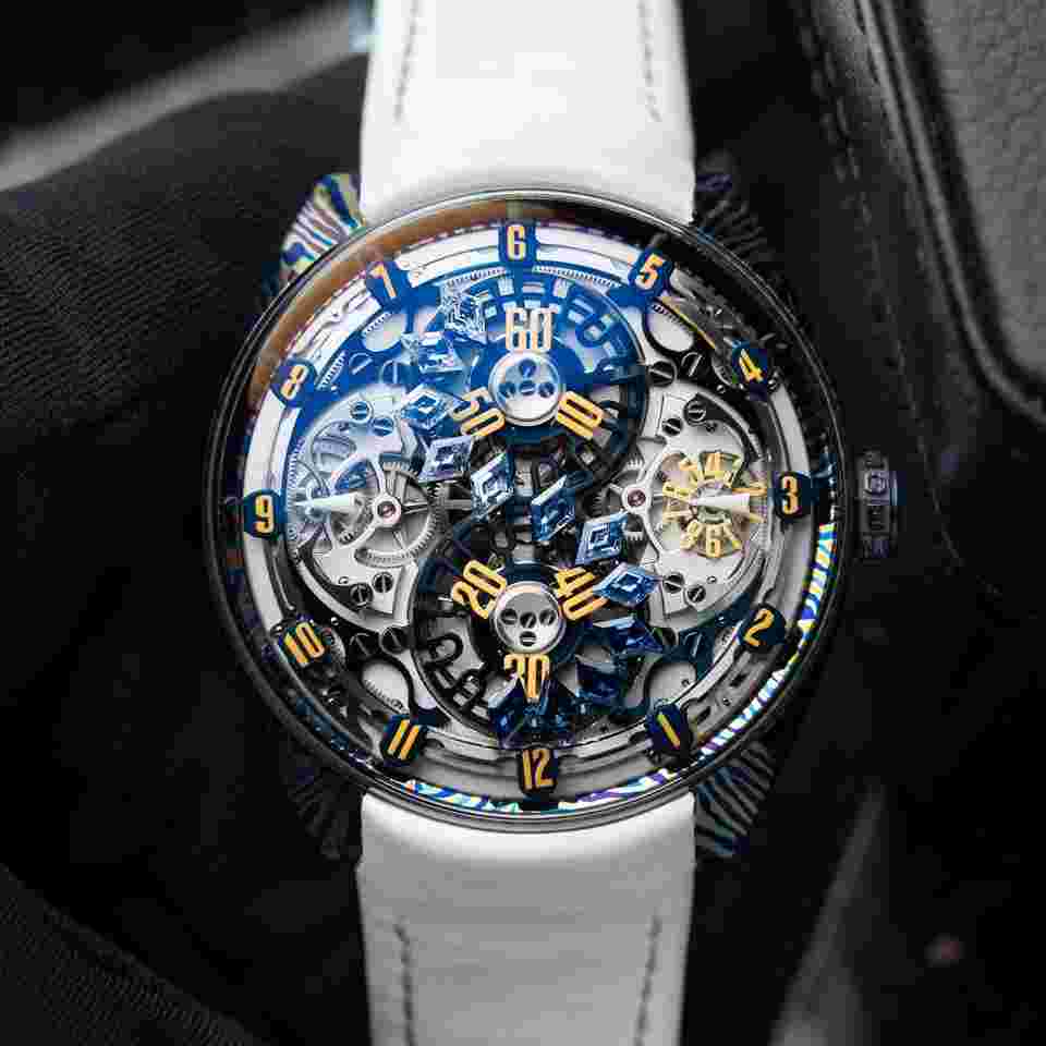Genus GNS1.2 Gems ULTRA RARE Damascene Titanium STRAPS Leather Openworked 