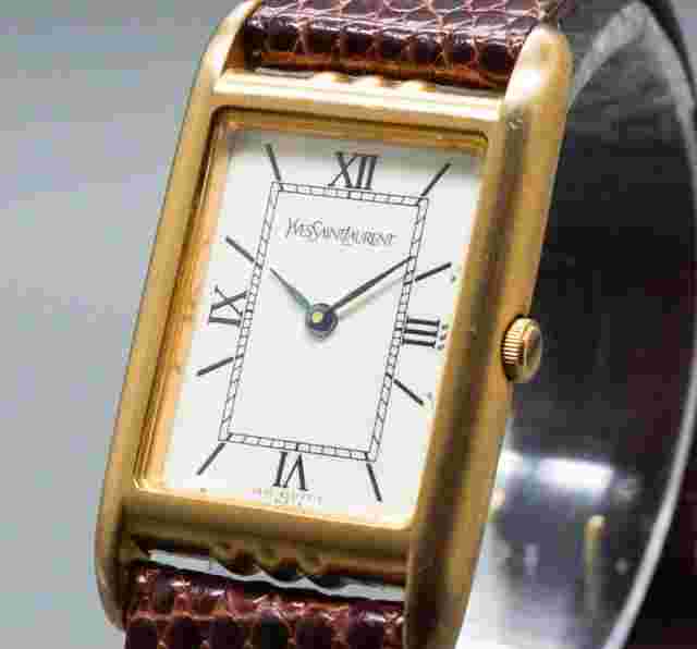 Yves Saint Laurent 4625-E68176 Tank Quartz Women's Watch 23mm Gold From JAPAN