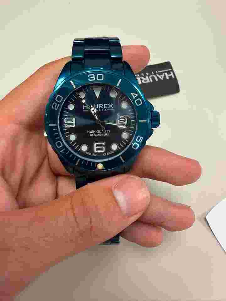 Haurex Italy Ink Aqua Deep blue diver-style watch Never worn Aluminium 