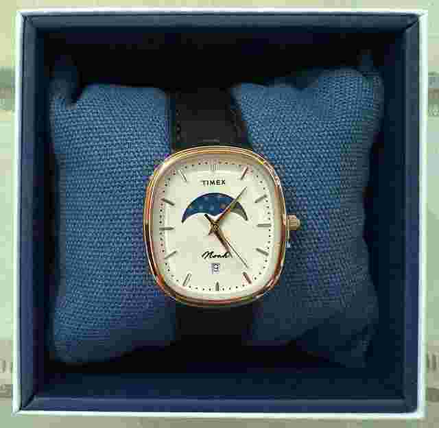 Timex Noah x Timex Oval Moon Phase Watch Gold Black Strap