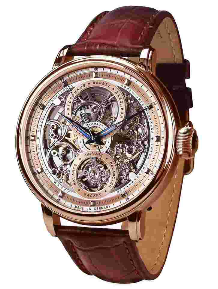 Poljot International 7500.1940613 Herrenuhr Automatik Hermitage Braun/Roségoldfarben