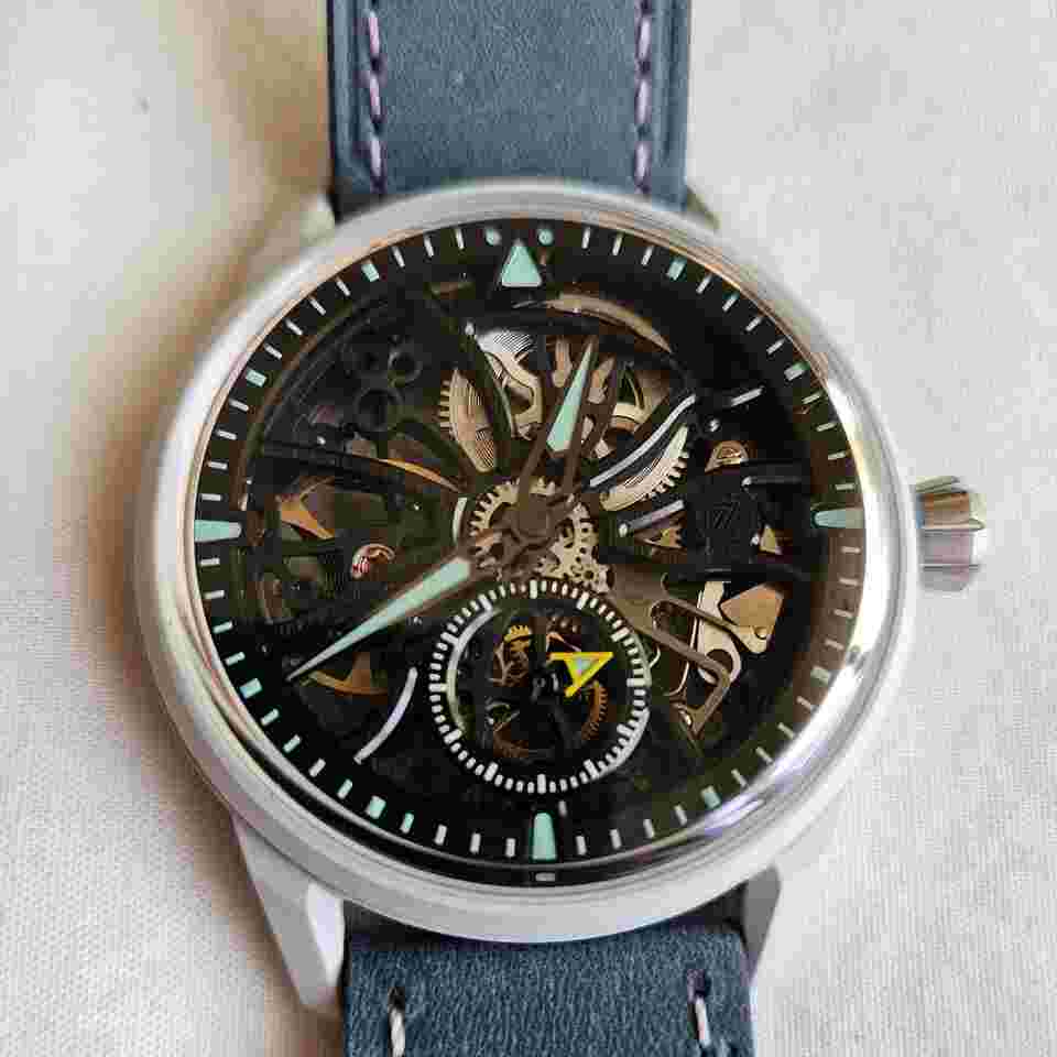 Zelos Skyraider 40 Skeleton Titanium Arctic Cerakote White Leather Warranty New Unworn Swiss Handwound Movement Mechanical Handwind Sold Out Limited Edition Full Set Limited Edition New Warranty Sold Out