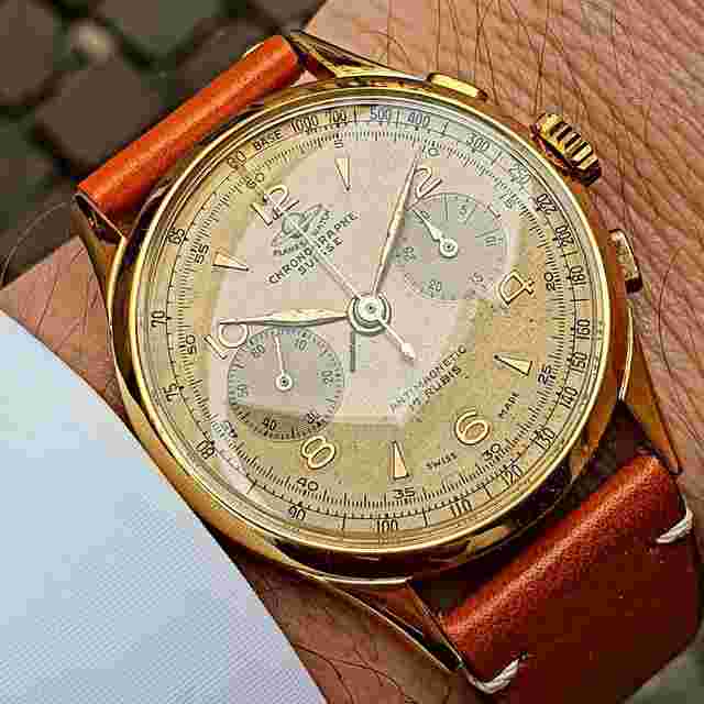 Chronographe Suisse Cie
                           
                                 Jumbo Planesa Watch 1950 Chronograph 18kt Yellow Gold Plated