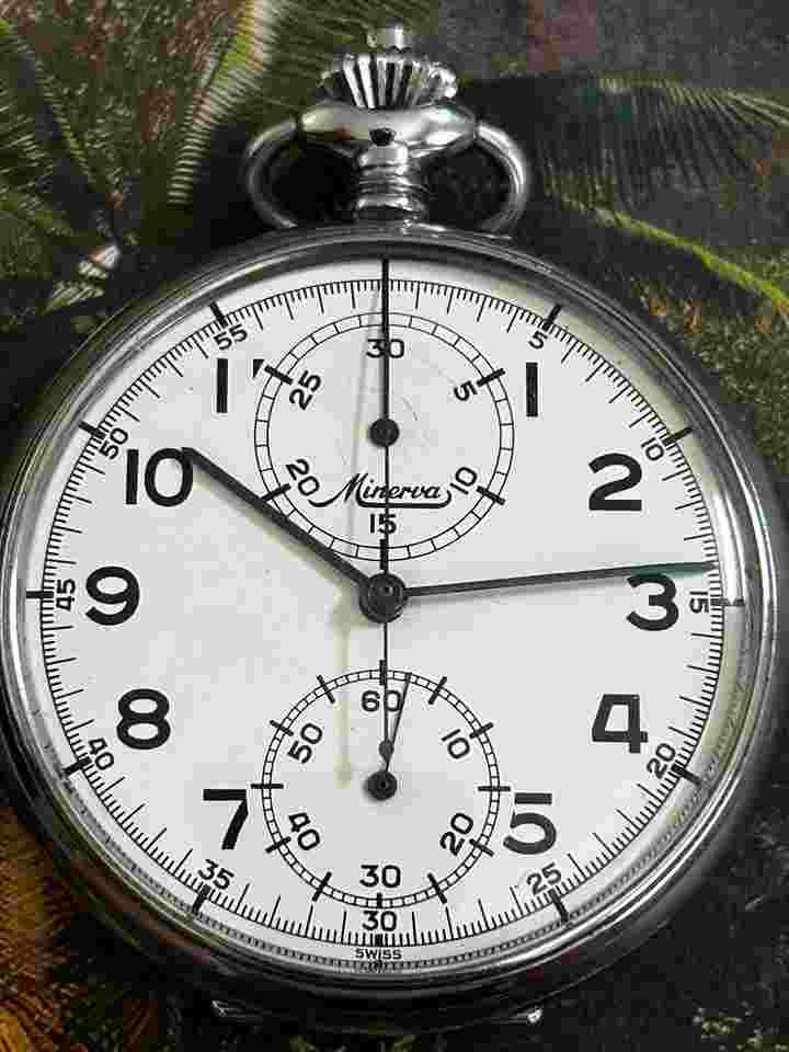 Minerva Military Pocket Chrono Watch Volledig gereviseerd