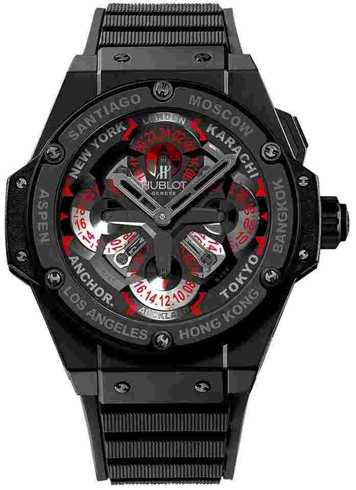 Hublot King Power
                           
                                 Big Bang King Power Unico GMT Skeleton World Time All Black Rotating Disks 771.CI.1170.RX