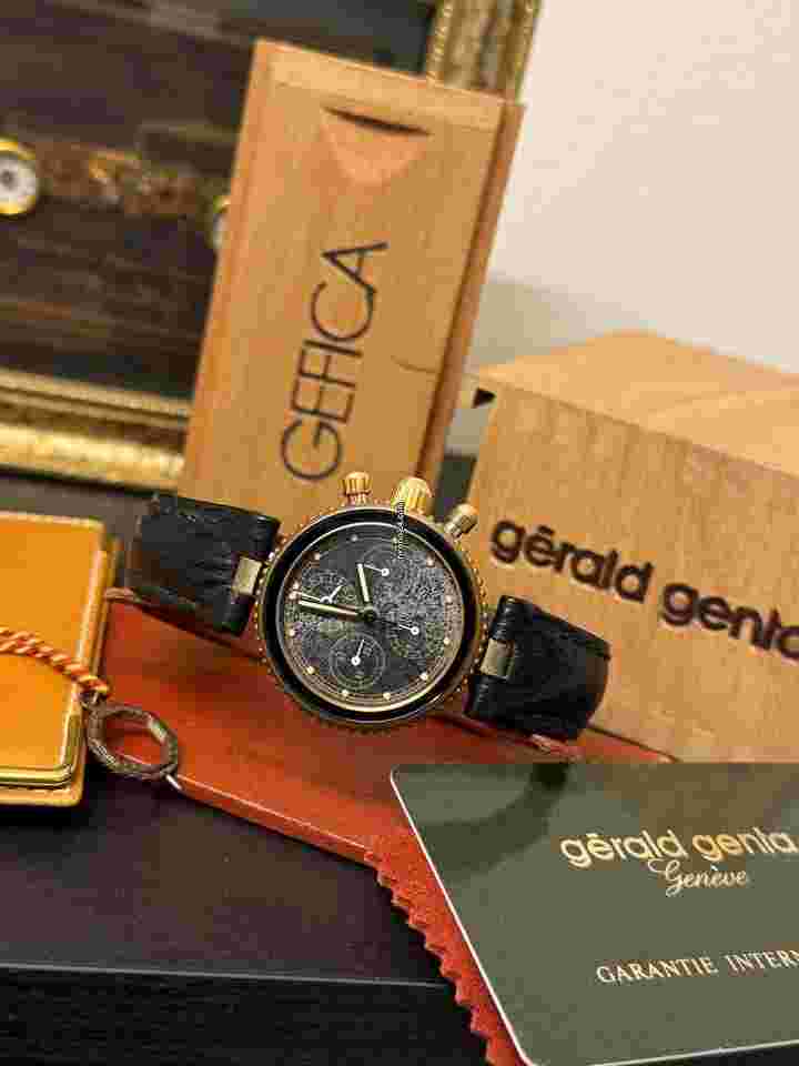Gérald Genta Gefica
                           
                                 G3080.7-Stone Dial - Calibro Lemania-New old stock-Full Set
