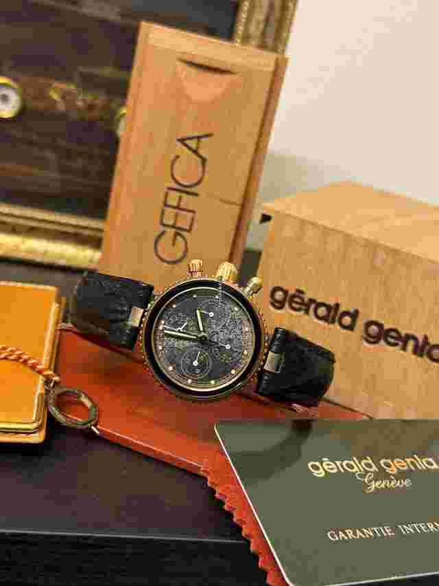 Gérald Genta Gefica
                           
                                 G3080.7-Stone Dial - Calibro Lemania-New old stock-Full Set