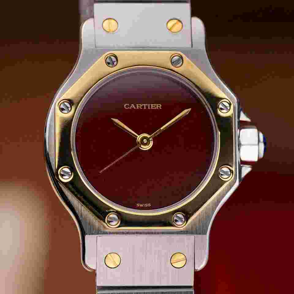 Cartier
                           
                                 Santos Octagon - Burgundy Dial - Ladies 24mm