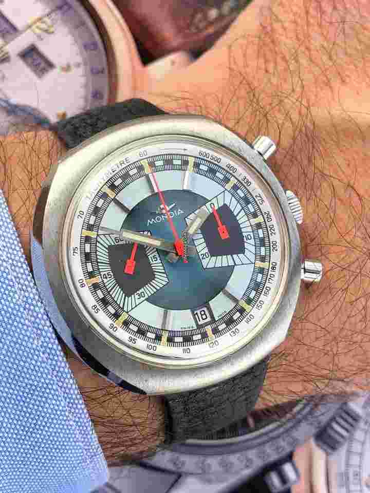 Mondia
                           
                                 Chronograph Jumbo Racing Dial Cal 7734 Like New Top Rare Vintage Museum