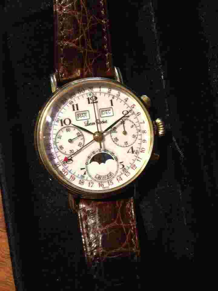 Lucien Rochat Chronograph Triple Calendar Moonphase 18 K GOLD
