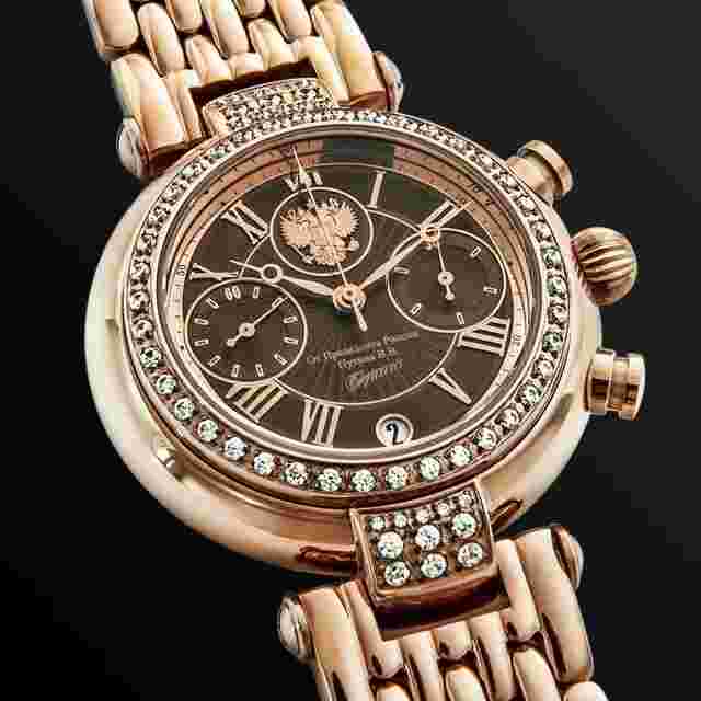 Poljot Chronograph 3133 Russian President 10 microns Luxury Watch Vintage Retro