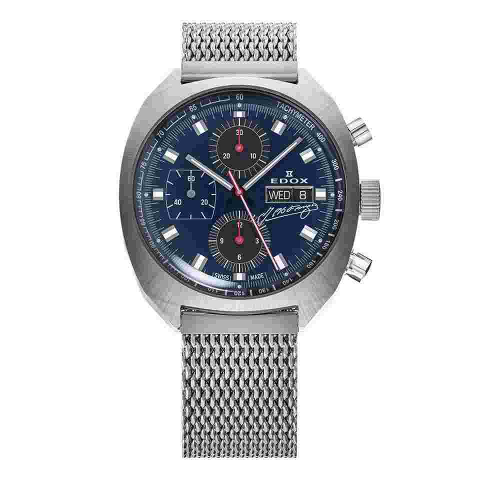 Edox SPORTSMAN CHRONOGRAPH<br>AUTOMATIC<br>FANGIO LIMITED EDITION 01132-3BU-BUGN 01132-3BU-BUGN Japan Official New Full Set
