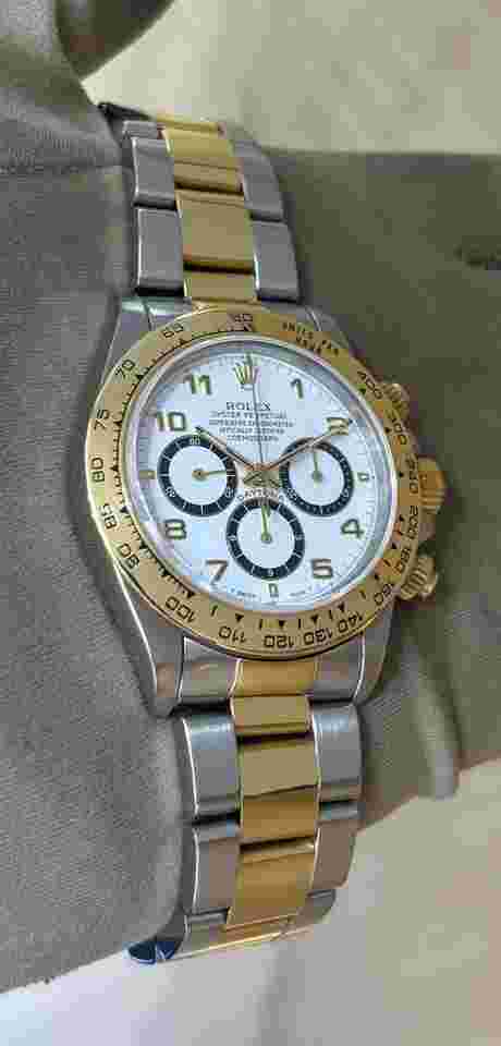 Rolex Daytona Zenith White Panda Dial Two Tone Gold and Steel 16523 RARE Dial - Inverted 6