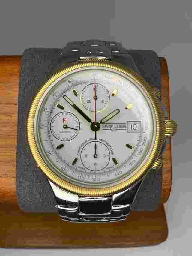 Favre-Leuba Rare Integrated Swiss Chronograph F55-110 Automatic Favre-Leuba Genève F55-110 Chronograph Two Tone White Dial