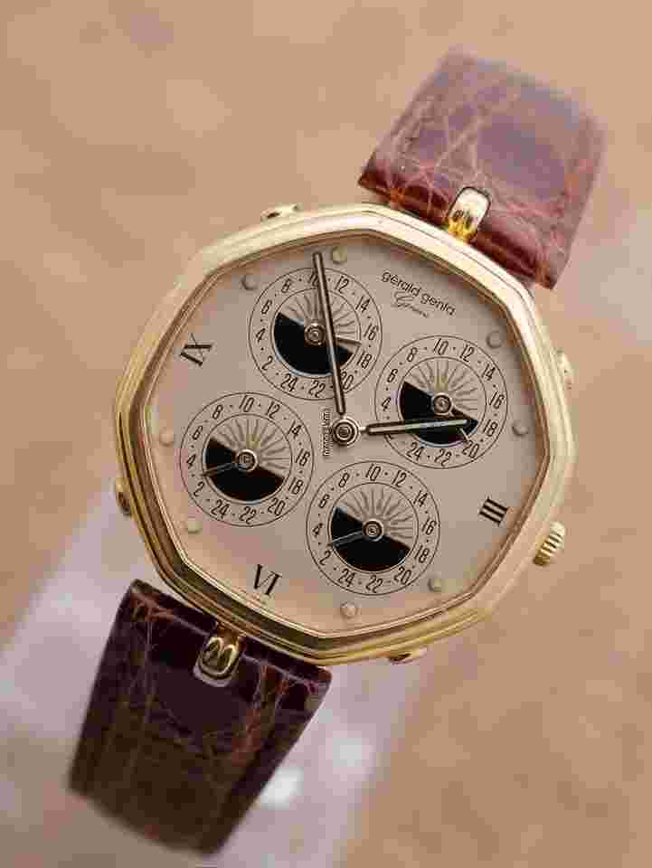 Gérald Genta
                           
                                 World Time 4 zone case 35 yellow gold 18 kt night & Day