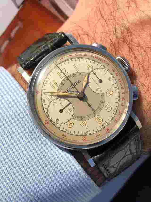 Lemania
                           
                                 Calatrava Chronograph 15 TL Oversize Nice Condition Dual Tone Dial Museum Like New Omega 33.3 Luxury Dream