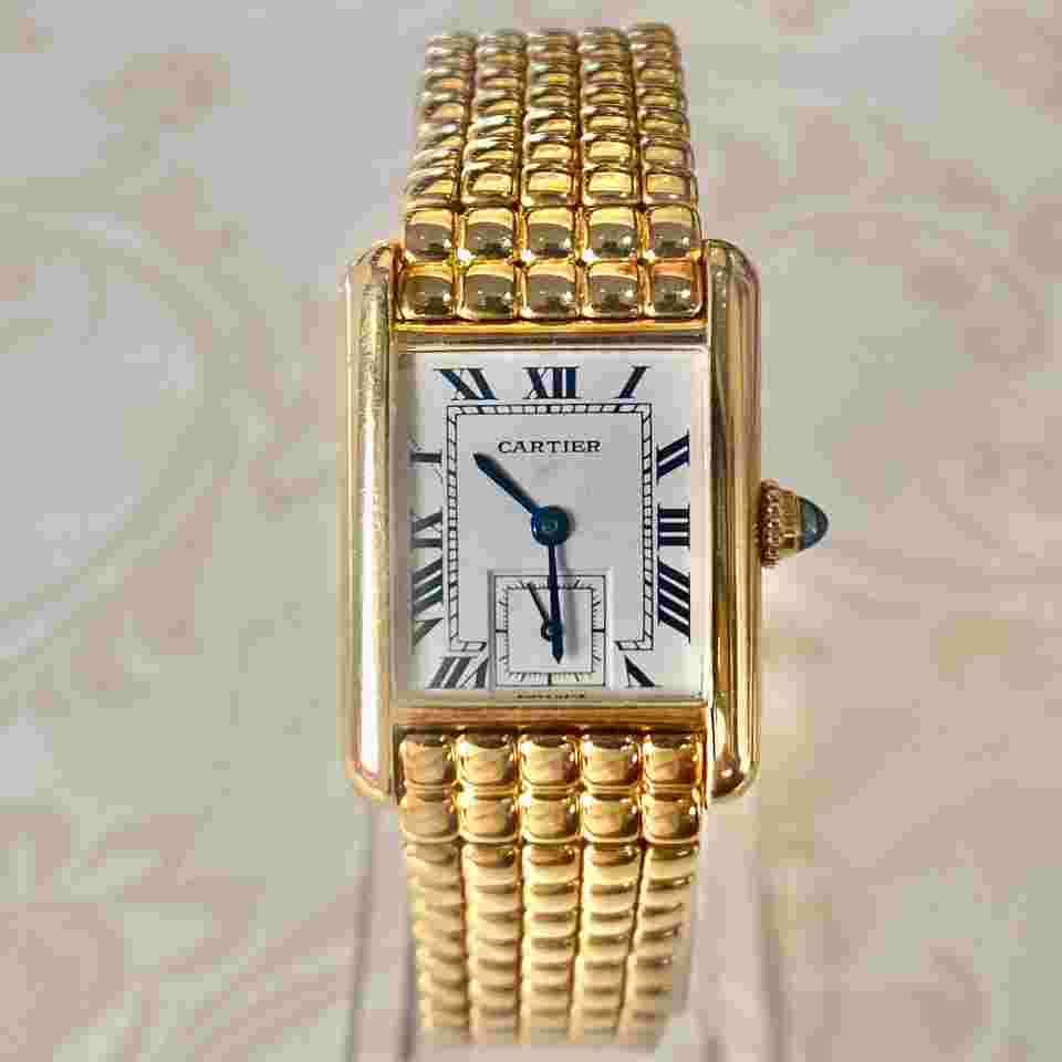 Cartier Tank Louis Cartier
Ladies 18K Yellow Gold Quartz Gold Bracelet Reference 8110 Vintage Rare