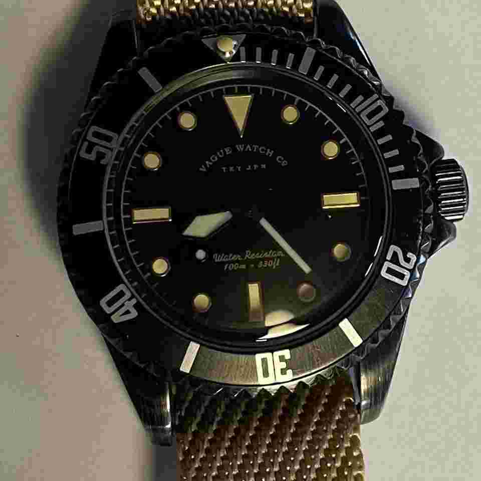 Vague WATCH Co. BLK SUB 5517 homage mill sub Vintage-Boîtier Noir 