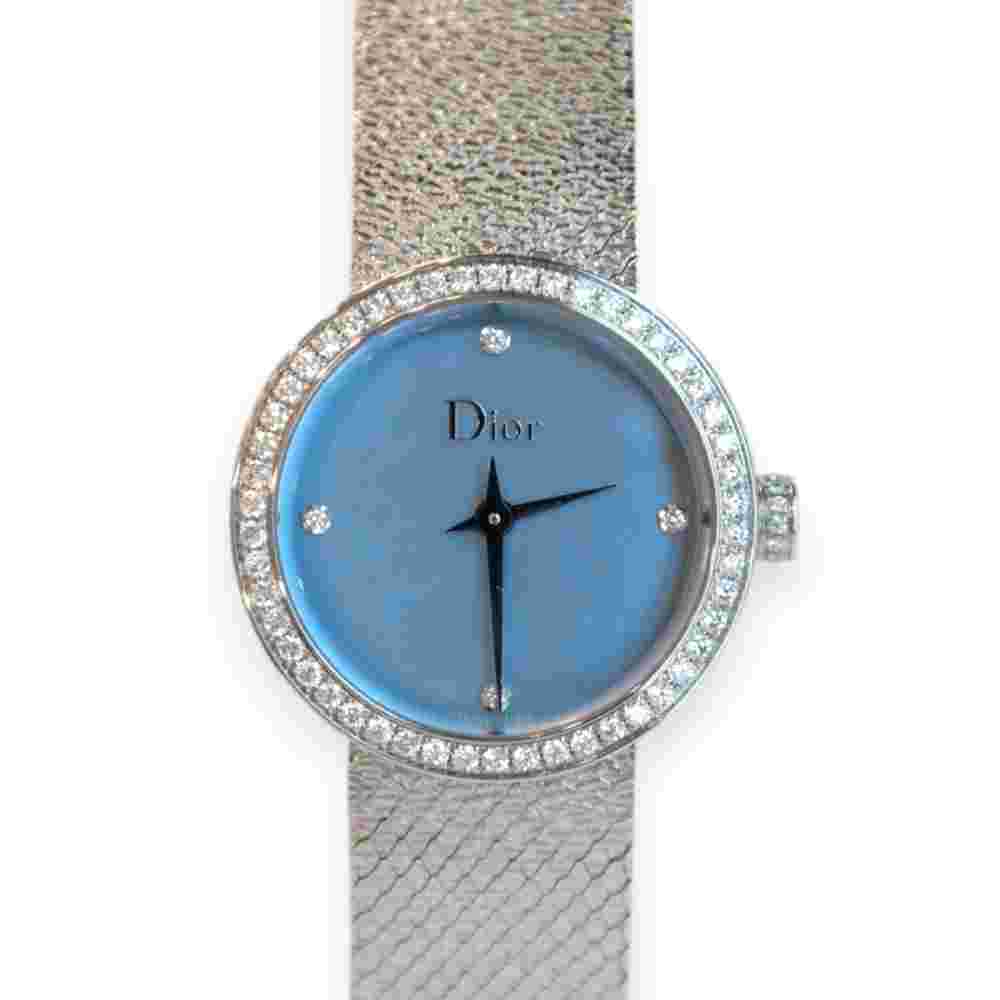 Pre-owned Dior La D de Dior Blue-Diamond Dial 25mm Quartz CD047111M004