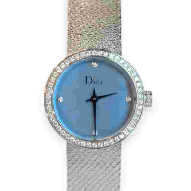 Pre-owned Dior La D de Dior Blue-Diamond Dial 25mm Quartz CD047111M004