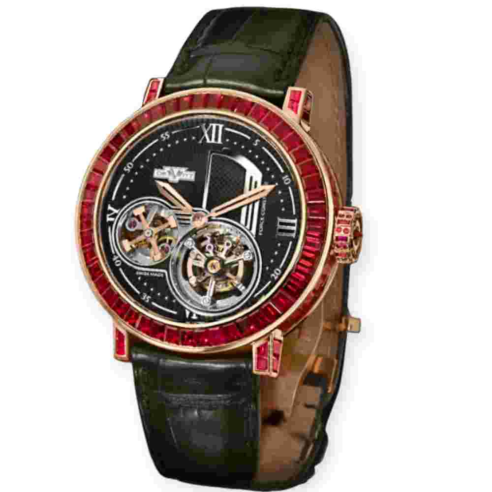 Pre-Owned DeWitt Academia Tourbillon Force Constante Ruby Rose Gold 43mm AC.8300M.53.04.M070