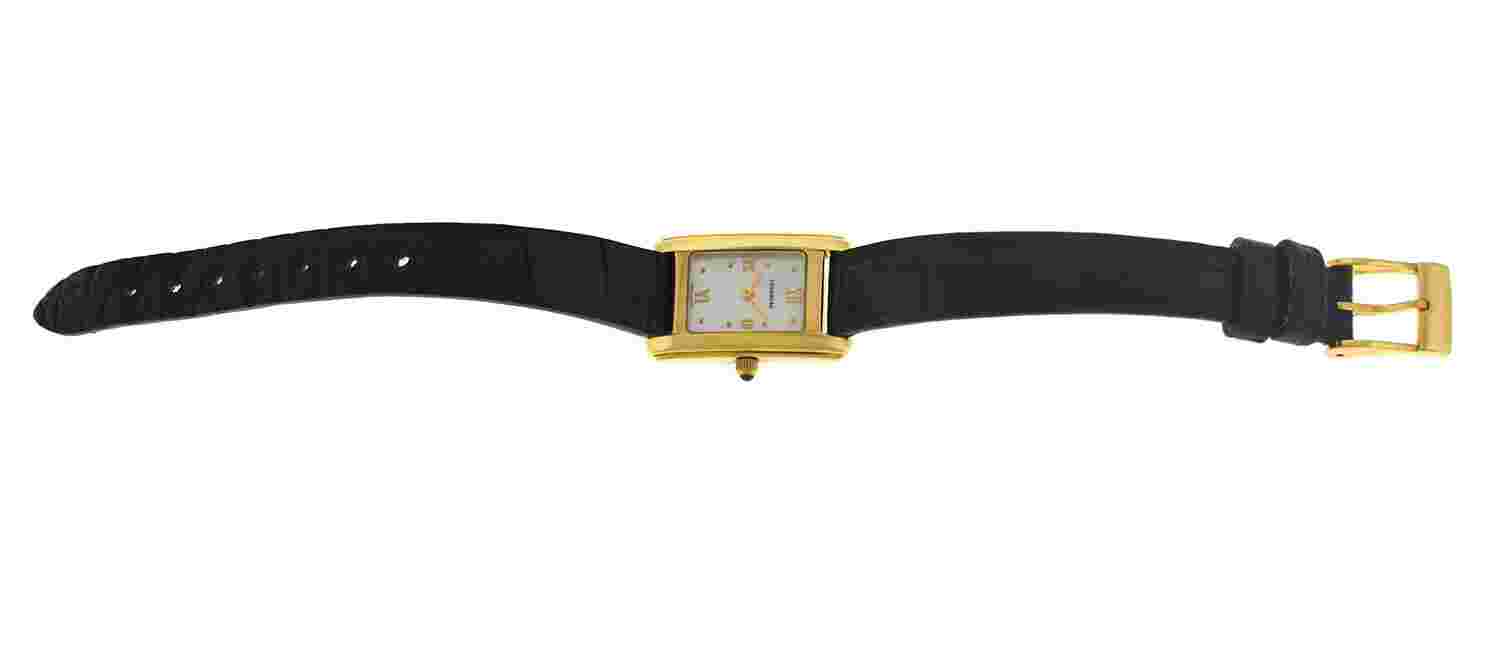 Tourneau Super Oro Quadro Ladies 18K Yellow Gold MOP Quartz 17MM Watch