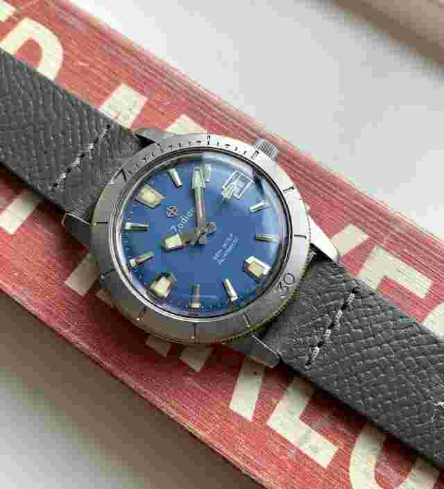 Vintage Zodiac Sea Wolf Rare 50s Automatic Blue Dial Diver Steel Case Watch