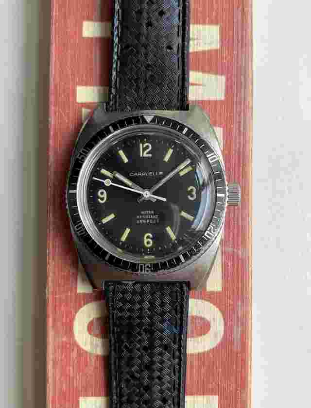 Vintage Caravelle Sea Hunter Manual Wind 666 Diver Black "Explorer" Dial Watch