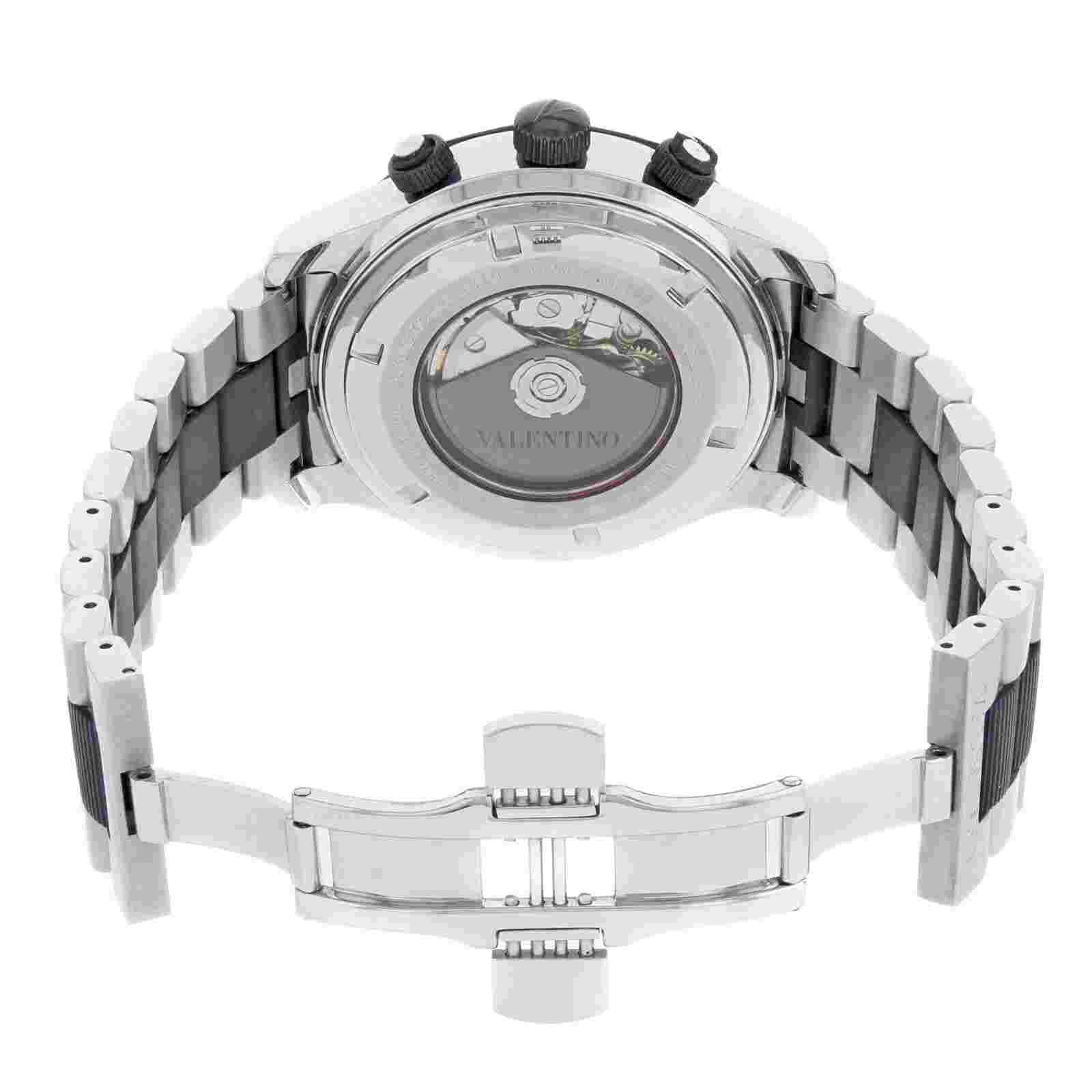 Valentino Rubber Bezel Chrono Black Steel Automatic Mens Watch V40LCA9R909-S09R