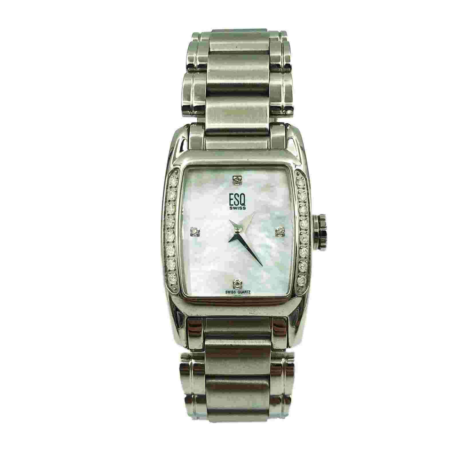 ESQ Movado Quest MOP Rectangle Dial Steel Quartz Ladies Watch 07100961