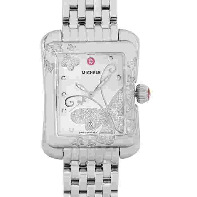 Michele Extreme Butterfly Diamonds Steel White Dial Quartz Watch