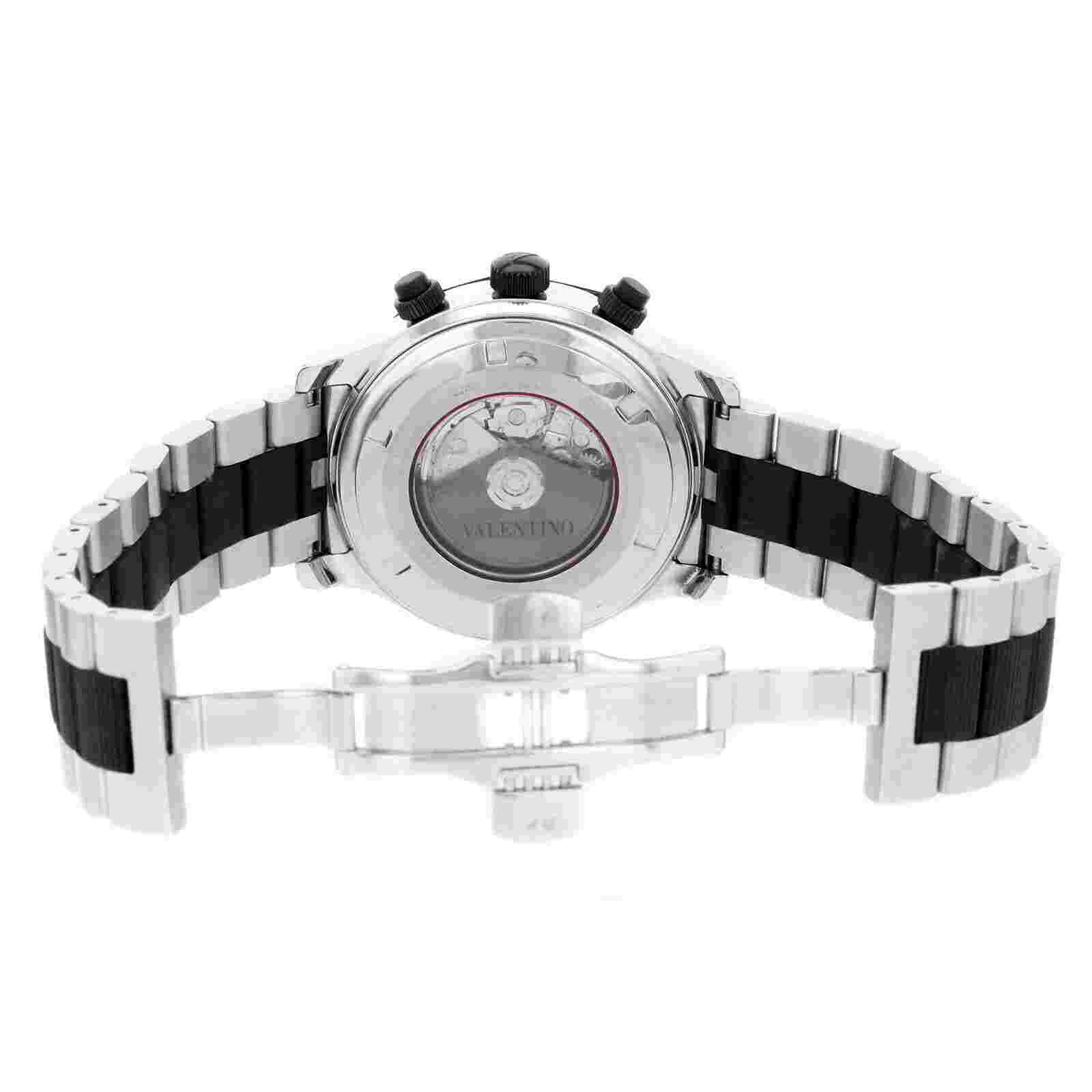 Valentino Steel Rubber Black Dial Chrono Automatic Mens Watch V40LCA9R909-S09R