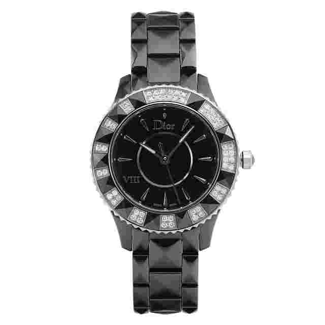 Christian Dior VIII Black Ceramic Diamond Bezel Quartz Ladies Watch