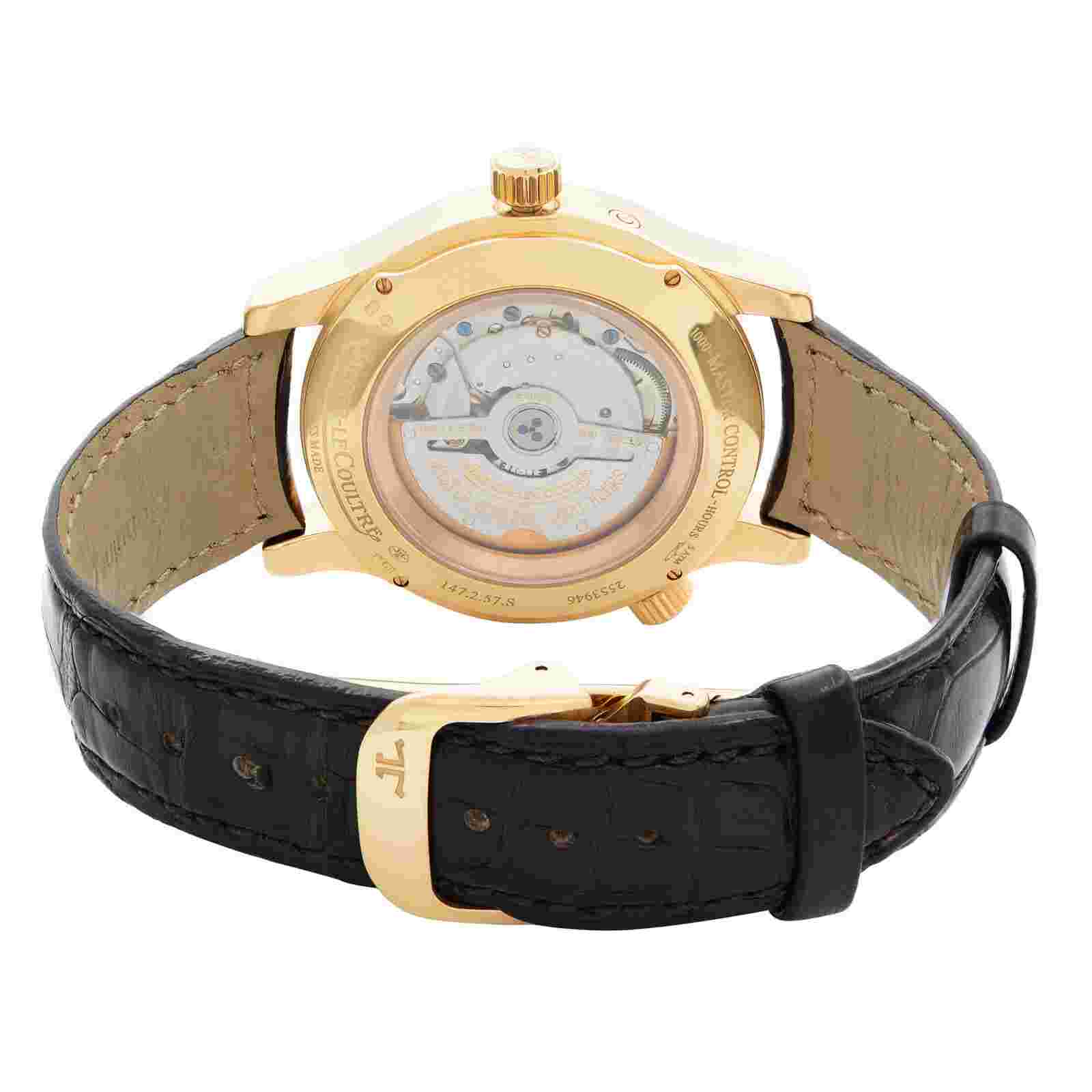 Jaeger-LeCoultre Master Geographic 18k Rose Gold Silver Dial Mens Watch