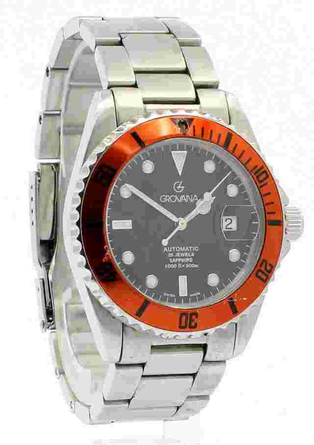 GROVANA Diver Automatic Black Dial Stainless Steel Men's Watch 1571.2