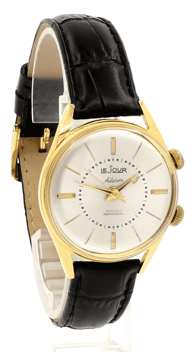 LeJour France Gold Filled Alarm 34mm Mechanical 17 Rubis Mens Watch